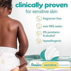 Pampers Sensitive Baby Wipes, Water Based, Hypoallergenic and Unscented, 8 Flip-Top Packs, 4 Refill Packs (1008 Wipes Total) Retailxpres