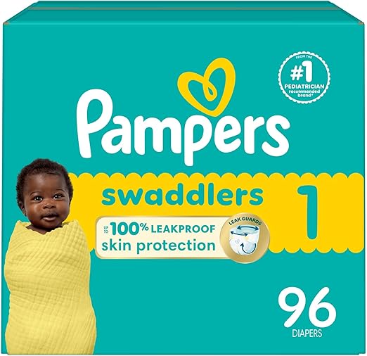 Pampers Baby Diapers - Swaddlers - Size 1, 96 Count, Ultra Absorbent Disposable Infant Diaper Retailxpres