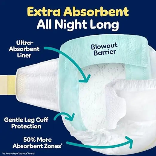 Pampers ZZZ Overnight Diapers, Size 7 (41+ lbs), 36 Count, Nighttime Protection Disposable Baby Diaper, Night Time Leak and Skin Protection Retailxpres