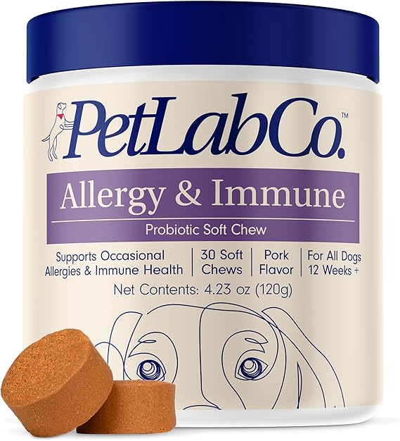PetLab Co. Allergy & Immune Probiotics for Dogs, Support Seasonal Allergies, Gut & Digestive Health - Pork Flavor - 30 Soft Chews - Packaging May Vary Retailxpres