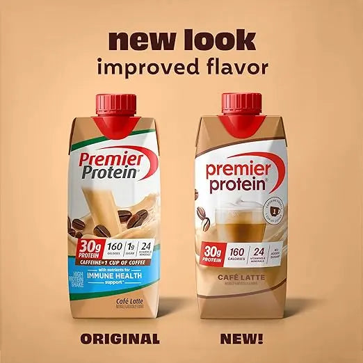 Premier Protein Protein Shake, Cafe Latte, 30g Protein, 1g Sugar, 11 fl oz Pack of 12 Retailxpres