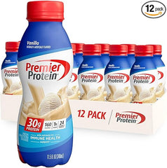 Premier Protein Shake, Vanilla, 30g Protein, 1g Sugar, 24 Vitamins & Minerals, Nutrients to Support Immune Health 11.5 fl oz, 12 Pack Retailxpres