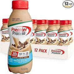 Premier Protein Shake, Café Latte, 30g Protein, 1g Sugar, 24 Vitamins & Minerals, Nutrients to Support Immune Health 11.5 fl oz, 12 Pack Retailxpres