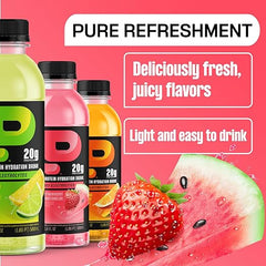 Protein2o Hydration Drink - 2-in-1 Liquid Clear Whey Protein Isolate and Electrolyte Drink - 20g Protein, Vitamins B5, B6 - Post-Workout Recovery - 16.9 Fl Oz - 12 Count Strawberry Watermelon Retailxpres