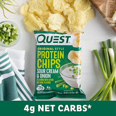 Quest Nutrition Sour Cream & Onion Protein Chips, 19g Protein, 4g Net Carbs, Low Carb, Gluten Free, 1.1 oz (Pack of 12) Retailxpres