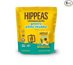 Hippeas Chickpea Puffs, Vegan White Cheddar, 0.8 Ounce (Pack of 6), 3g Protein, 2g Fiber, Vegan, Gluten-Free, Crunchy, Plant Protein Snacks Retailxpres