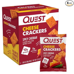 Quest Nutrition Cheese Crackers, Spicy Cheddar, 10g of Protein, Low Carb, Made with Real Cheese, 4 Count Retailxpres