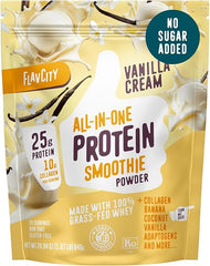 FlavCity Grass Fed Whey Protein Powder - Vanilla Smoothie - 25g Protein & 10g Collagen - Made with Real Vanilla Bean & Organic Coconut Milk - Gluten Free & No Added Sugars (20 Servings) Retailxpres