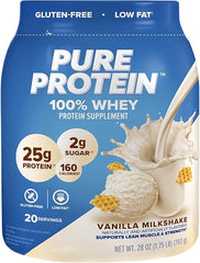 Pure Protein Powder, Whey, High Protein, Low Sugar, Gluten Free, Vanilla Cream, 1.75 lbs Retailxpres