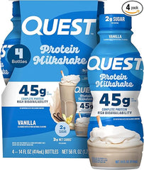 Quest Nutrition Vanilla Protein Shake, 45g Protein, 2g Sugar, 3g Net Carbs, Ready to Drink, Gluten Free, 4 Count Ifelshop