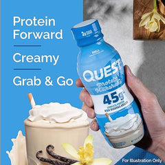 Quest Nutrition Vanilla Protein Shake, 45g Protein, 2g Sugar, 3g Net Carbs, Ready to Drink, Gluten Free, 4 Count Ifelshop