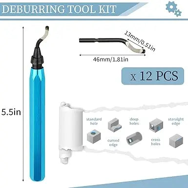 Deburring Tool with 12 High Speed Steel Blades – 3D Printing and Metal Deburring Tool with Blue Handle Retailxpres