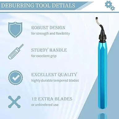 Deburring Tool with 12 High Speed Steel Blades – 3D Printing and Metal Deburring Tool with Blue Handle Retailxpres