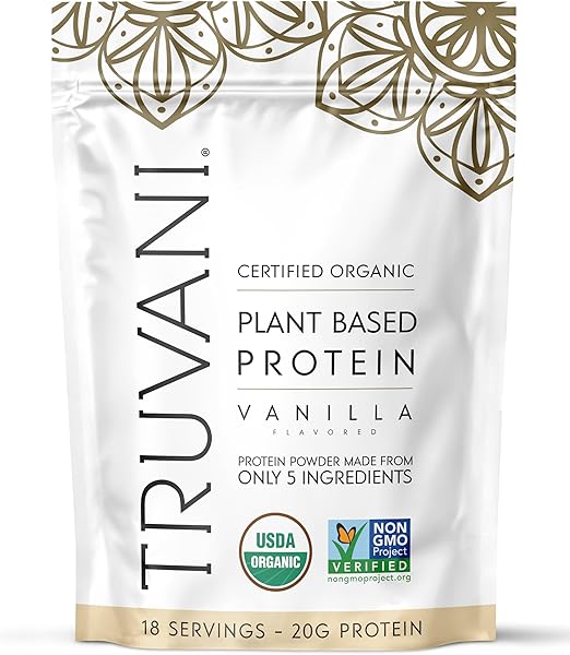 Truvani Vegan Pea Protein Powder | Vanilla | 20g Organic Plant Based Protein | 18 Servings | Keto | Gluten & Dairy Free | Low Carb | No Added Sugar Retailxpres