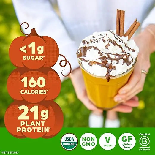Orgain Organic Vegan Protein Powder, Pumpkin Spice - 21g of Plant Based Protein, Non Dairy, Gluten Free, 1g of Sugar, Soy Free, Kosher, Non-GMO, 1.02 Lb (Packaging May Vary) Retailxpres