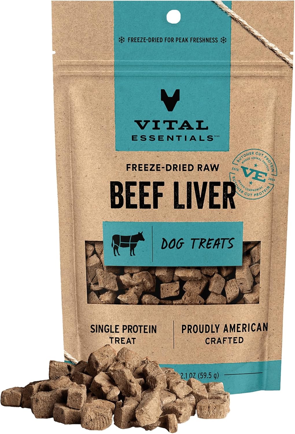 Vital Essentials Beef Liver Dog Treats, 2.1 oz | Freeze-Dried Raw | Single Ingredient | Premium Quality High Protein Training Treats | Grain Free, Gluten Free, Filler Free Retailxpres