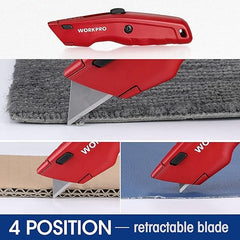 WORKPRO Premium Utility Knife, Retractable All Metal Heavy Duty Box Cutter, Quick Change Blade Razor Knife, with 10 Extra Blades Retailxpres