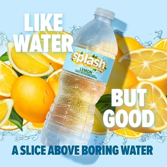 Splash Refresher Flavored Water Bottles, Lemon Flavor - 6-Pack, 16.9 Fl Oz - Refreshing Flavored Bottled Water with Electrolytes - Zero Sugar & Zero Calories Retailxpres
