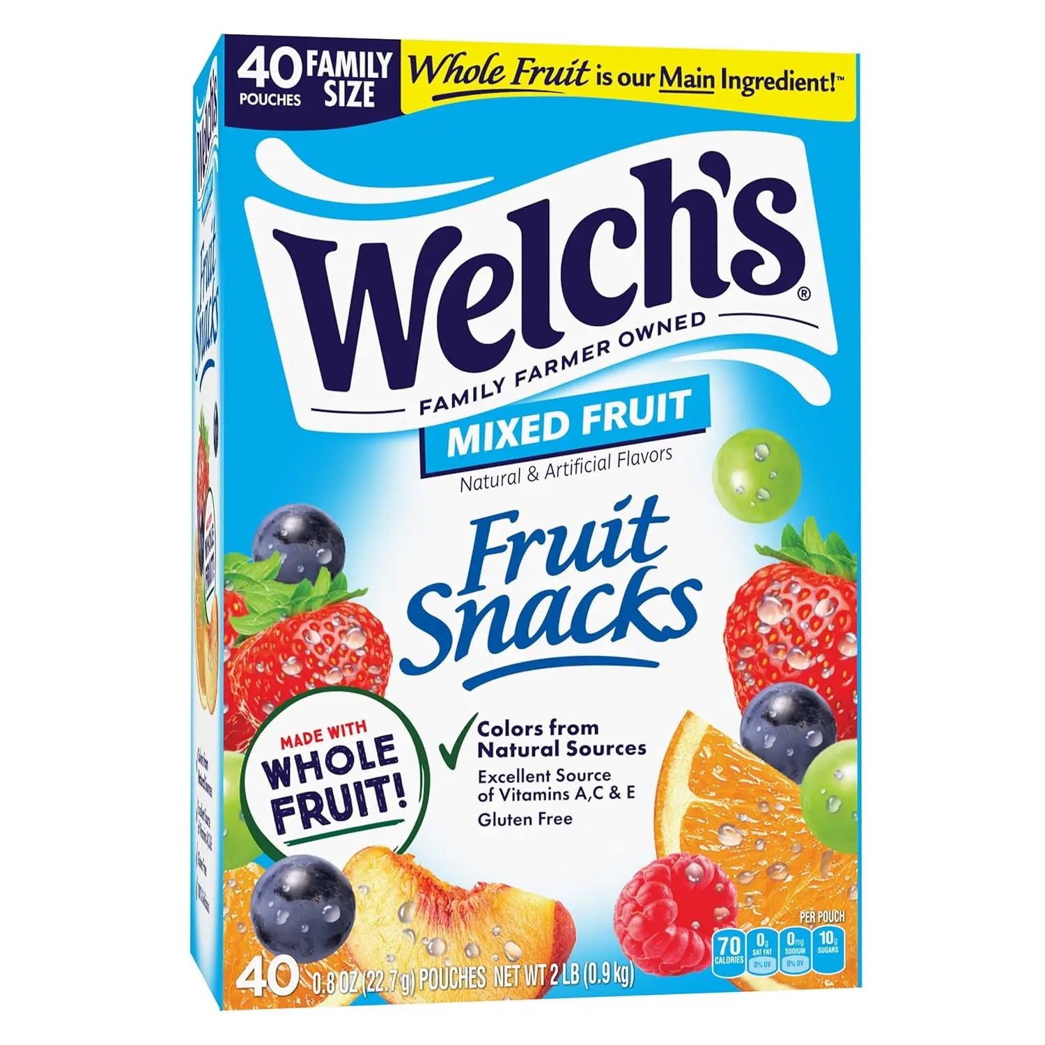 Welch's Fruit Snacks, Mixed Fruit Snack Box, Gluten Free, 0.8oz Snack Packs (Pack of 40) Retailxpres