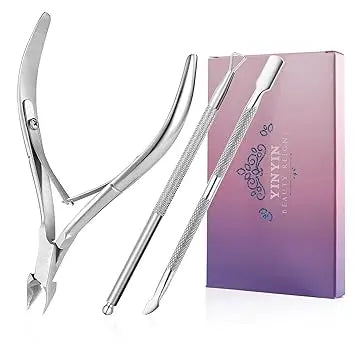 YINYIN Professional Stainless Steel Nippers, Cutter Clippers, Cuticle Remover and Trimmer with Pusher for Fingernails and Toenails – Silver Retailxpres