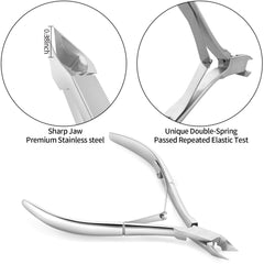YINYIN Professional Stainless Steel Nippers, Cutter Clippers, Cuticle Remover, Trimmer with Pusher, Pedicure Manicure Tools for Fingernails and Toenails, Sliver Retailxpres