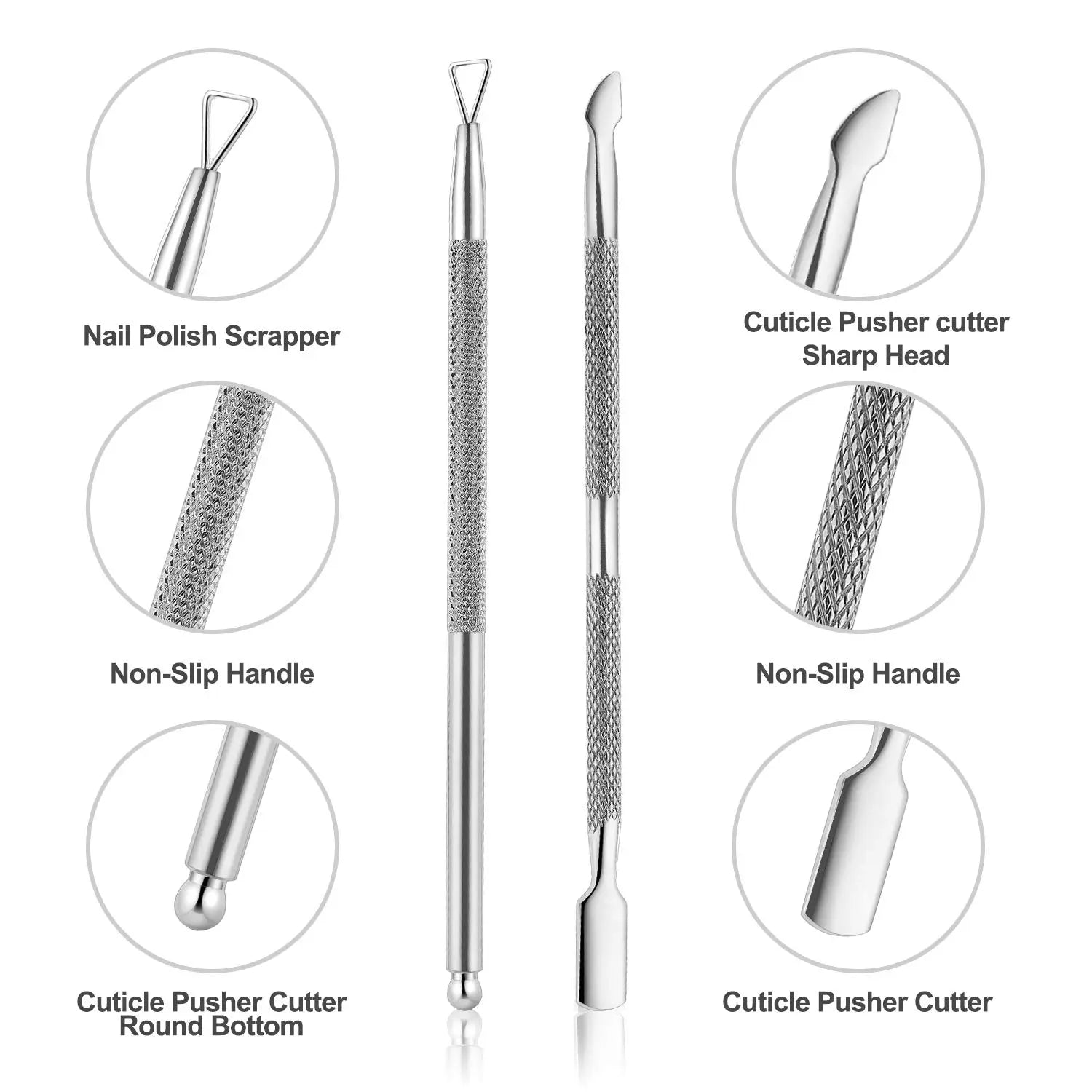 YINYIN Professional Stainless Steel Nippers, Cutter Clippers, Cuticle Remover and Trimmer with Pusher for Fingernails and Toenails – Silver Retailxpres