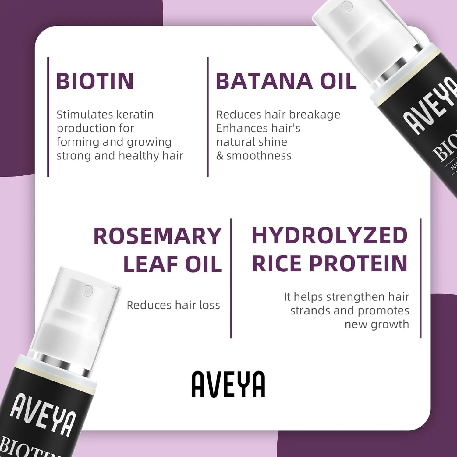 AVEYA Hair Growth Spray, for Women & Men infused with Rosemary Oil,Batana Oil&Biotin for Scalp – Strengthens,Thickens&Accelerates Hair Care - Non-Greasy,Helps Prevent Hair Thinning & Hair Loss – 60ml Ifelshop