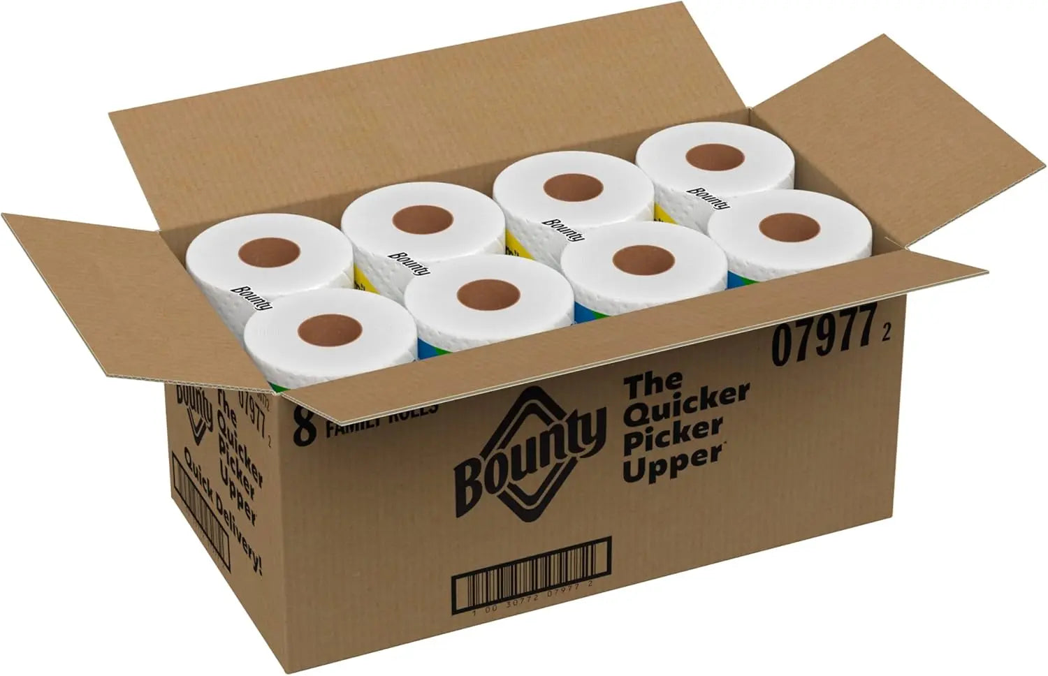 Bounty Quick Size Paper Towels, White, 8 Family Rolls = 20 Regular Rolls Retailxpres