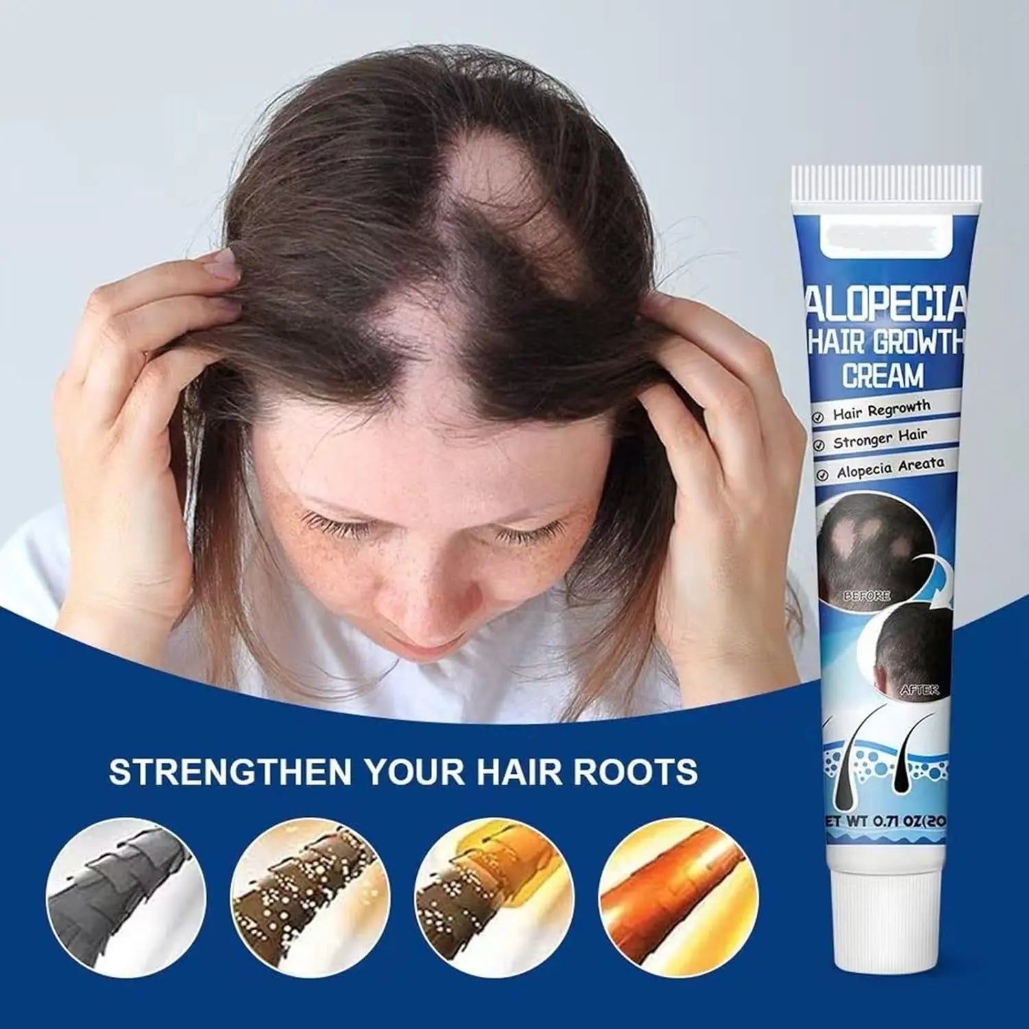 Alopecia Hair Growth Cream Herbal Scalp Care for Strong Hair Roots and Fuller Hair Regrowth Ifelshop
