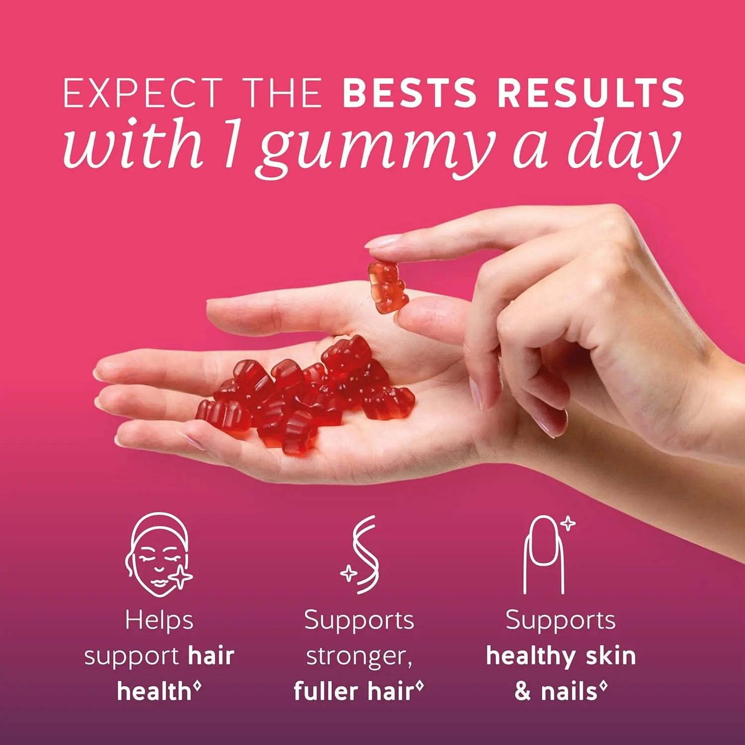 Biotin Gummies for Hair, Skin & Nails. 5,000 mcg High Potency Vegan Vitamins for Faster Hair Growth, Stronger Nails & Healthy Skin. with Vitamins C & E, 60 Gummies Ifelshop