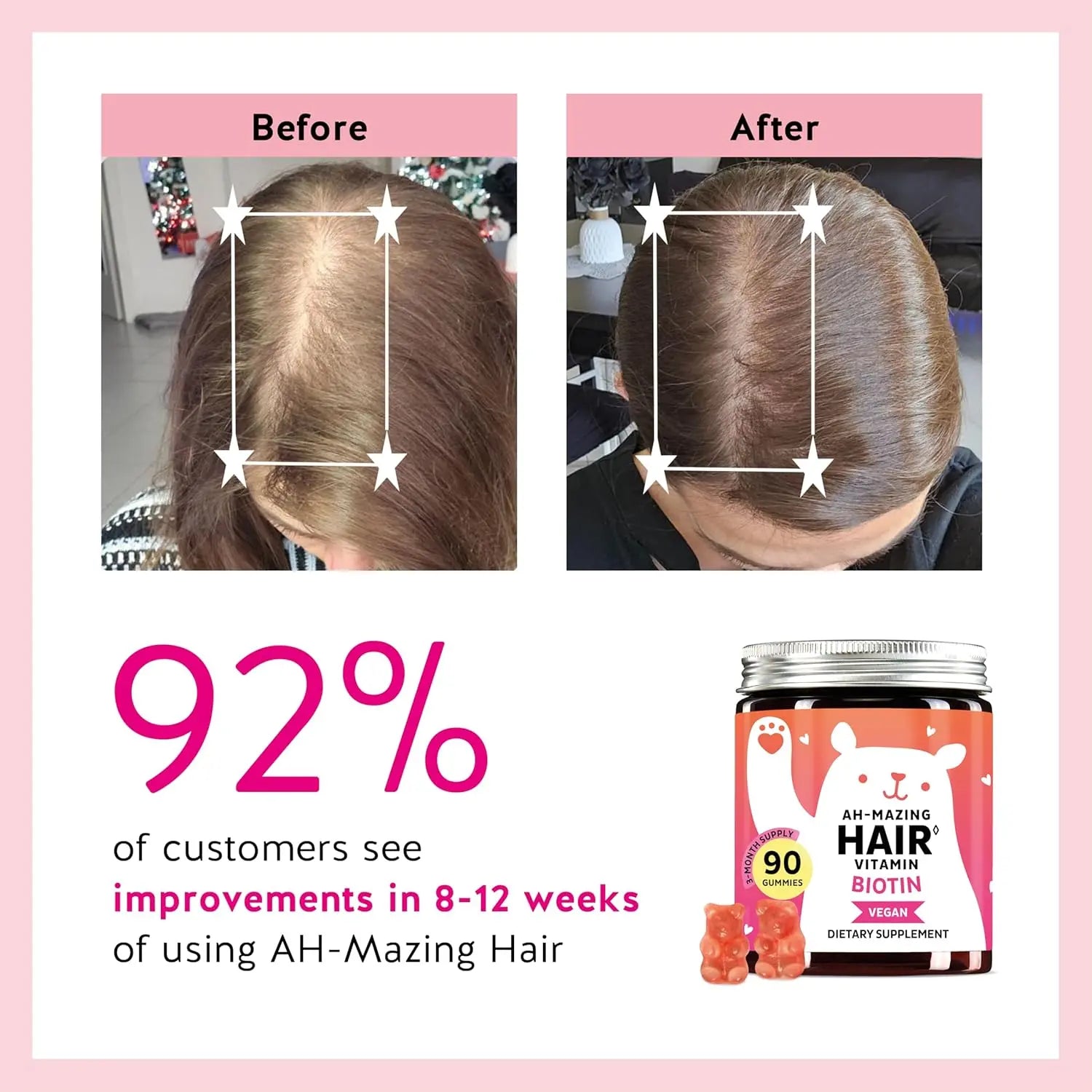 Biotin Gummies for Hair, Skin & Nails. 5,000 mcg High Potency Vegan Vitamins for Faster Hair Growth, Stronger Nails & Healthy Skin. with Vitamins C & E, 60 Gummies Ifelshop