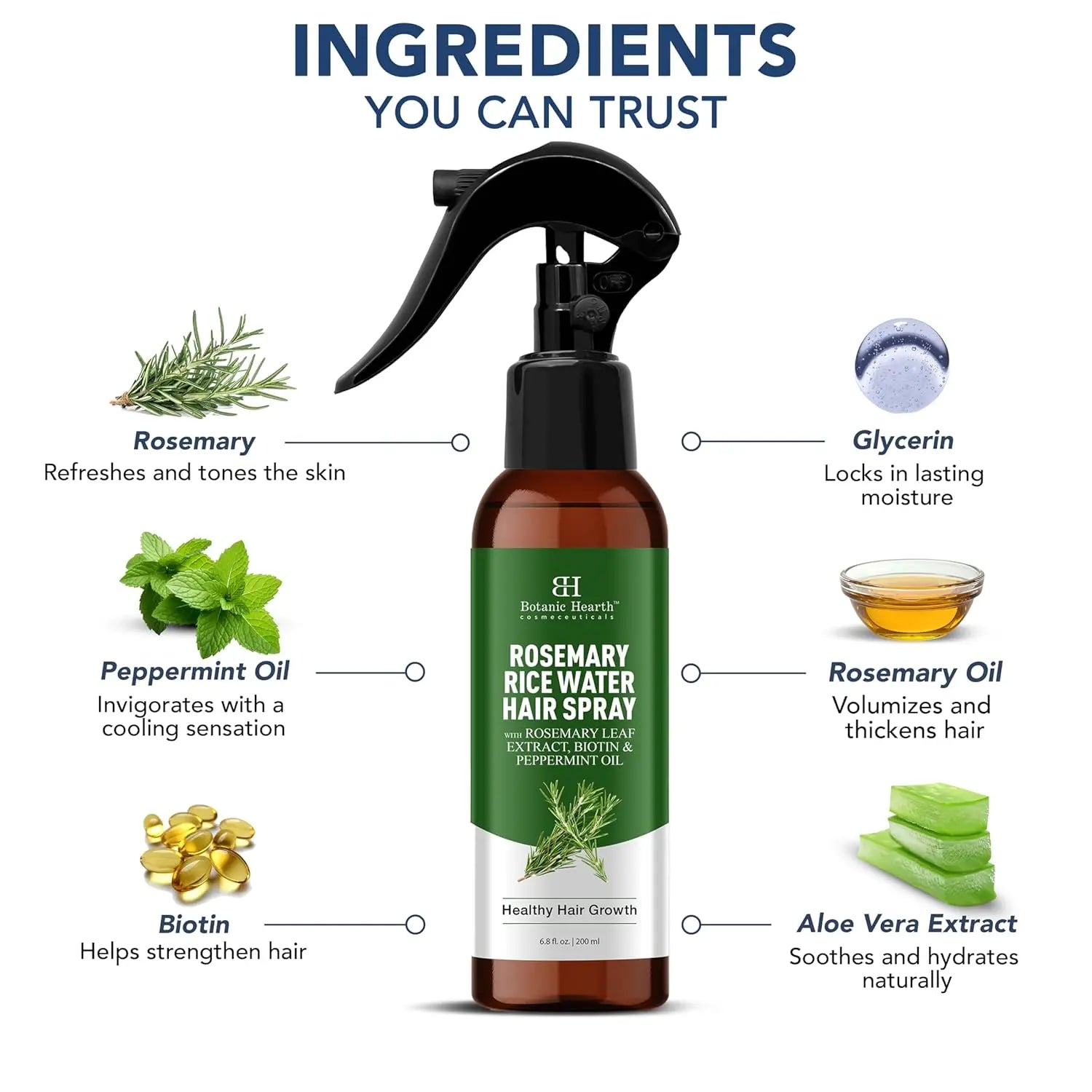 Botanic Hearth Rosemary Hair Growth Water Spray 6.8 fl oz, Korean Hair Care Oil for Scalp Detox, Hydration for Thinning Hair | Anti-Itch, Anti-Flake, Sulfate & Paraben Free Ifelshop