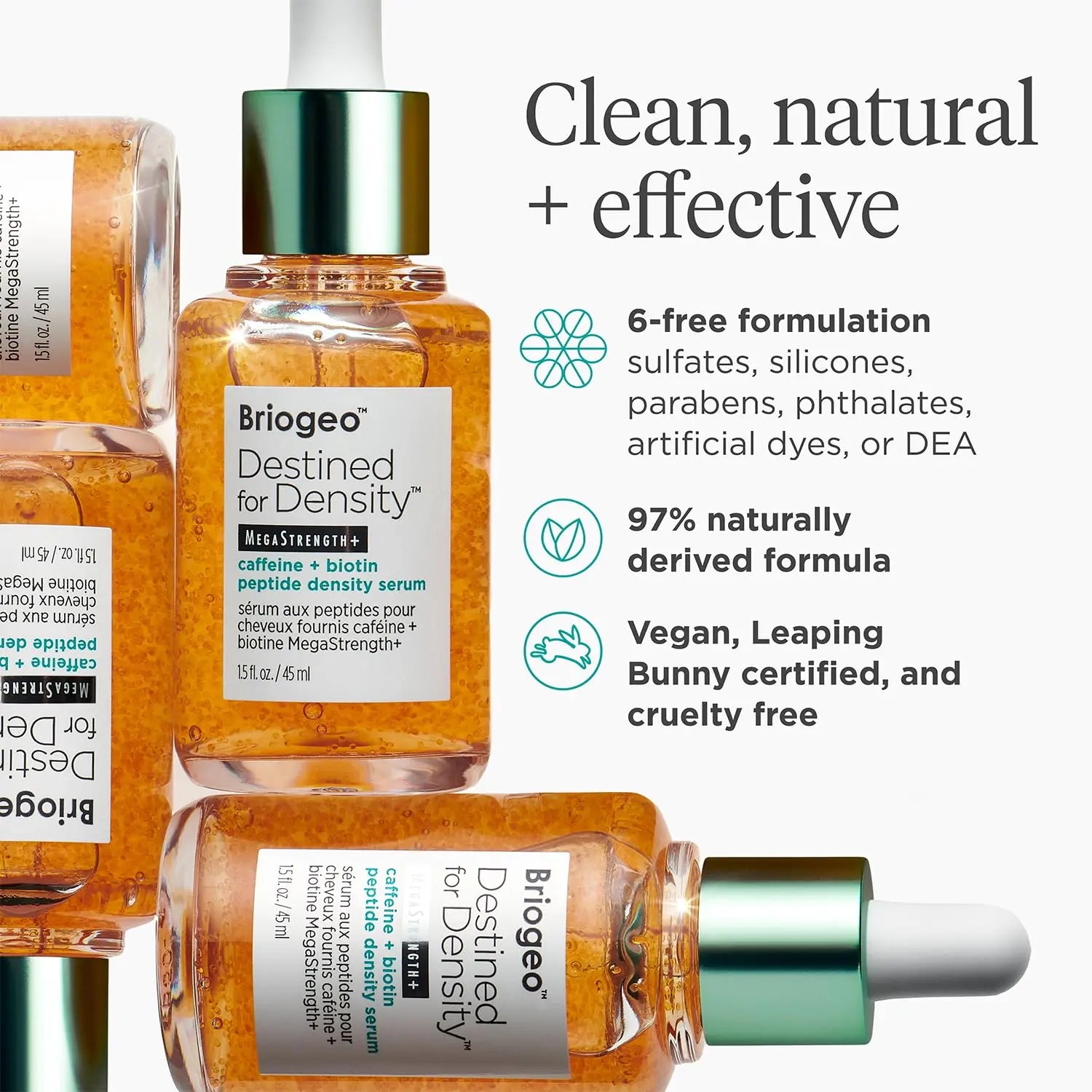 Briogeo Destined For Density MegaStrength+ Peptide Density Serum – Fast-Absorbing, Non-Greasy, Increases Hair Thickness & Volume, Fragrance-Free, Vegan & Cruelty-Free, 1.5 fl oz Ifelshop