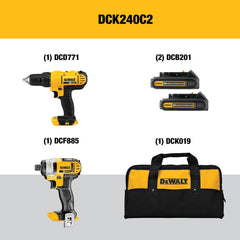 DEWALT 20V MAX Cordless Drill and Impact Driver, Power Tool Combo Kit with 2 Batteries and Charger (DCK240C2) Retailxpres