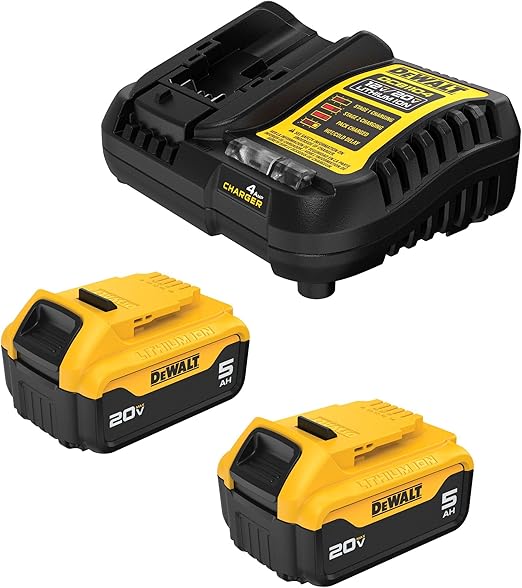 DEWALT 20V MAX Lithium-Ion Battery 2-Pack and Charger, 5.0 Ah, Battery Starter Kit (DCB205-2c) Retailxpres