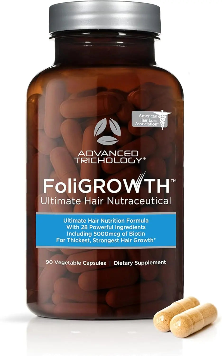 Advanced Trichology FoliGROWTH Hair Growth Supplement – Daily Nutritional Support for Thicker, Fuller-Looking Hair, Backed by Hair Loss Experts (90 Capsules) IFELSHOP