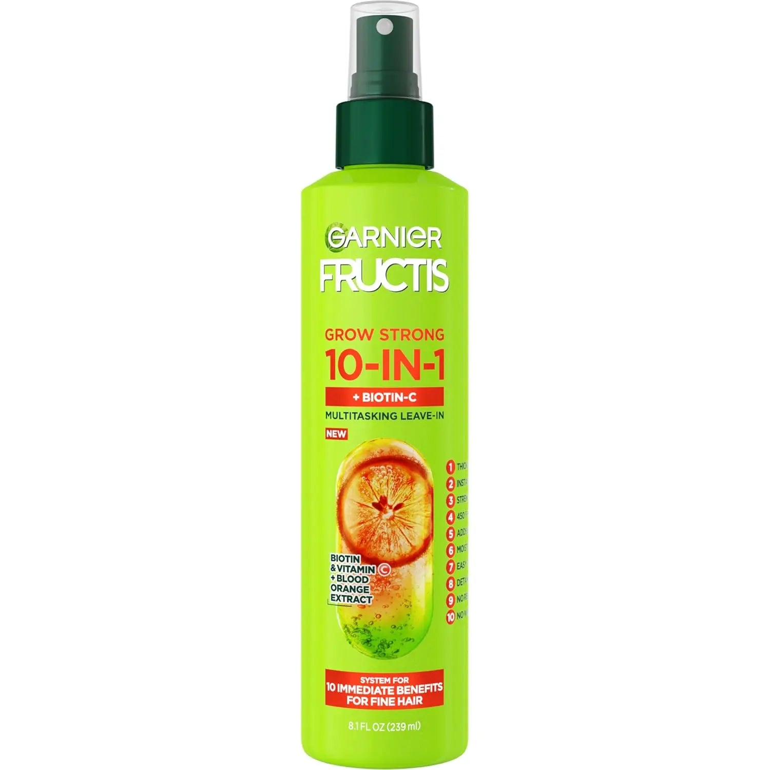 Garnier Fructis Grow Strong Thickening 10-in-1 Spray, Biotin-C, 8.1 Fl Oz, 1 Count (Packaging May Vary) Ifelshop