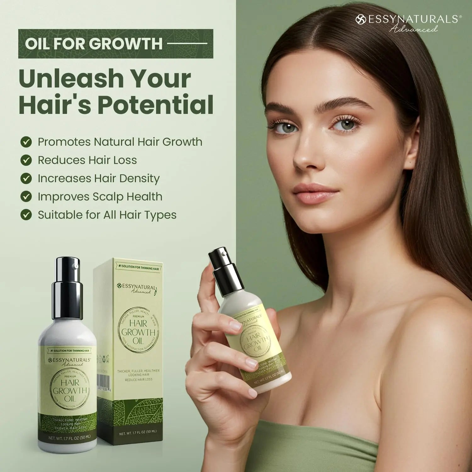 Essynaturals Hair Growth Oil with Biotin - Caffeine and Castor Oil for Fuller, Thicker, Longer Hair IFELSHOP