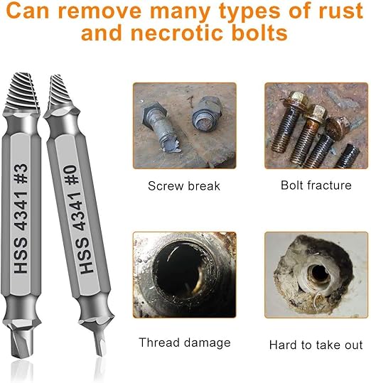 Damaged Screw Extractor Set – Stripped Screws, Nuts & Bolts Drill Bit Tools for Easy Removal of Rusty and Broken Screws Retailxpres