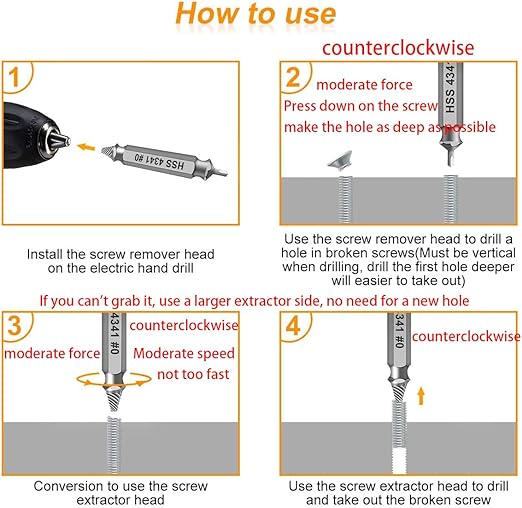 Damaged Screw Extractor Set – Stripped Screws, Nuts & Bolts Drill Bit Tools for Easy Removal of Rusty and Broken Screws Retailxpres