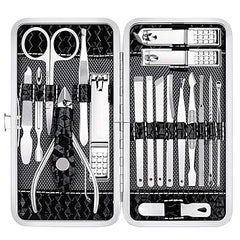 Nail Clippers Set Fingernail and Toenail Clipper Cutters, Manicure Pedicure Kit 18 Pieces Stainless Steel Professional Grooming Kits, Nail Care Tools with Luxurious Travel Case Retailxpres