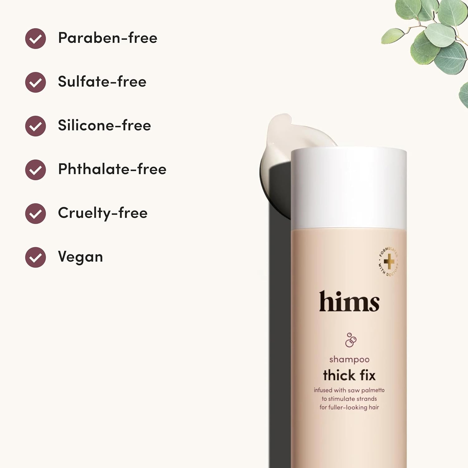 hims Thick Fix Shampoo - Saw Palmetto for Healthy Hair Growth & Thickening - Scalp Cleansing - Vegan, Sulfate-Free & Cruelty-Free - Eucalyptus Scent, 2 pack 6.4 fl oz Ifelshop