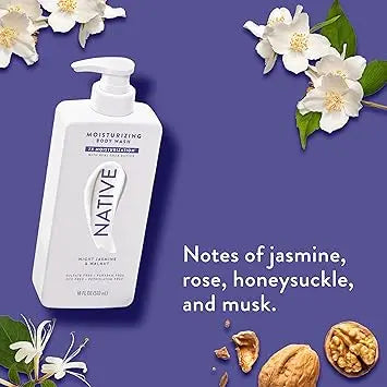 Native Moisturizing Body Wash Contains Naturally Derived Ingredients | For Women & Men, Sulfate, Paraben, & Dye Free Leaving Skin Soft and Hydrated | Night Jasmine & Walnut 18 oz Retailxpres
