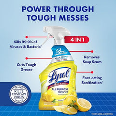 Lysol All Purpose Cleaner Spray, Multi-Purpose Disinfecting Spray, Kitchen & Bathroom Cleaner, Lemon Breeze Scent, 32 Fl Oz Retailxpres