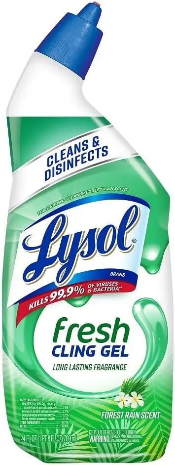 Lysol Toilet Bowl Cleaner Gel, For Cleaning and Disinfecting, Stain Removal, Forest Rain Scent, 24oz Retailxpres