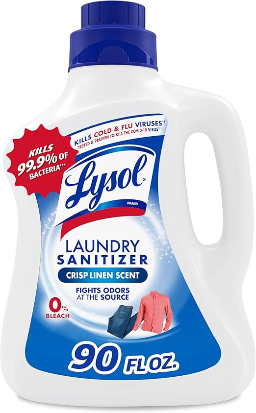 Lysol Laundry Sanitizer Additive, Bacteria-Causing Laundry Odor Eliminator, Detergent Additive, Crisp Linen, 90oz Retailxpres