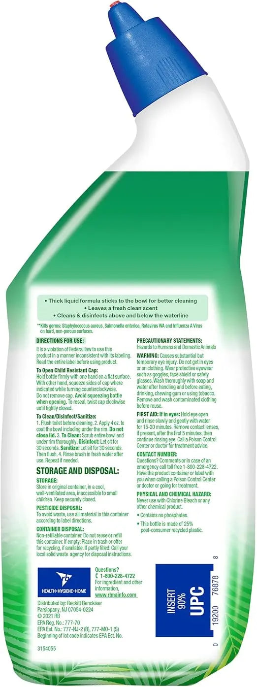 Lysol Toilet Bowl Cleaner Gel, For Cleaning and Disinfecting, Stain Removal, Forest Rain Scent, 24oz Retailxpres