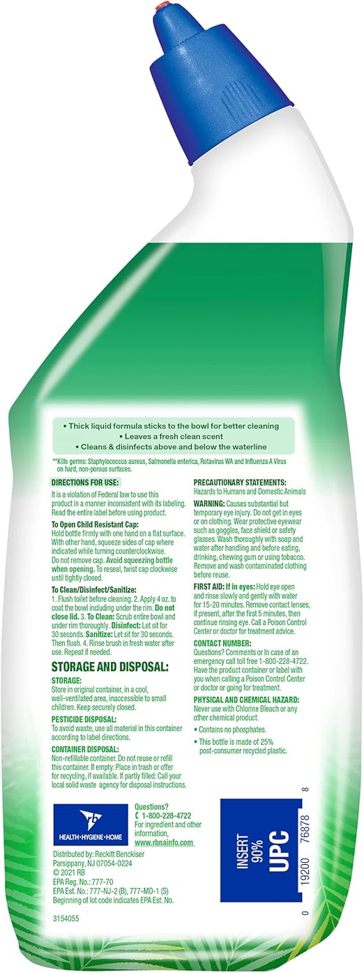 Lysol Toilet Bowl Cleaner Gel, For Cleaning and Disinfecting, Stain Removal, Forest Rain Scent, 24oz Retailxpres