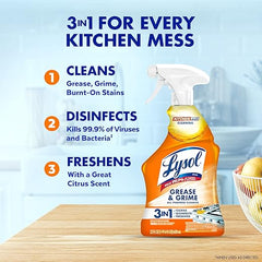 Lysol Pro Kitchen Spray Cleaner and Degreaser, Antibacterial All Purpose Cleaning Spray for Kitchens, Countertops, Ovens, and Appliances, Citrus Scent, 22oz Retailxpres