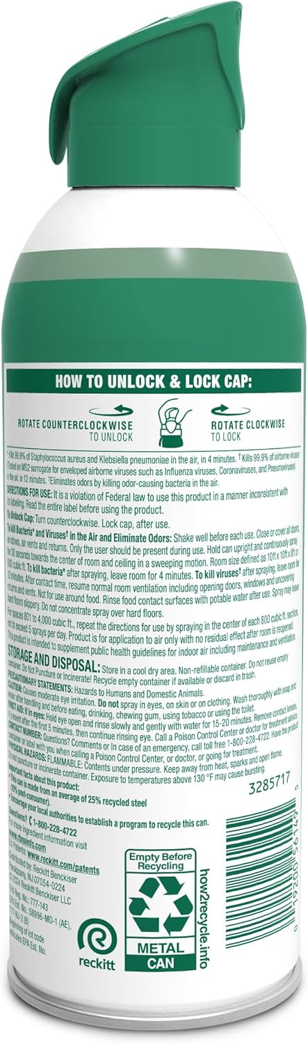 Lysol Air Sanitizer Spray with Odor Eliminator for Home & Office, Sanitizing Spray, Air Freshener Alternative, Mountain Spring Scent, 10 oz (Pack of 3) Retailxpres
